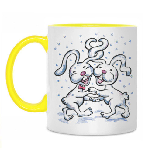 Кружка с принтом Влюбленные кролики