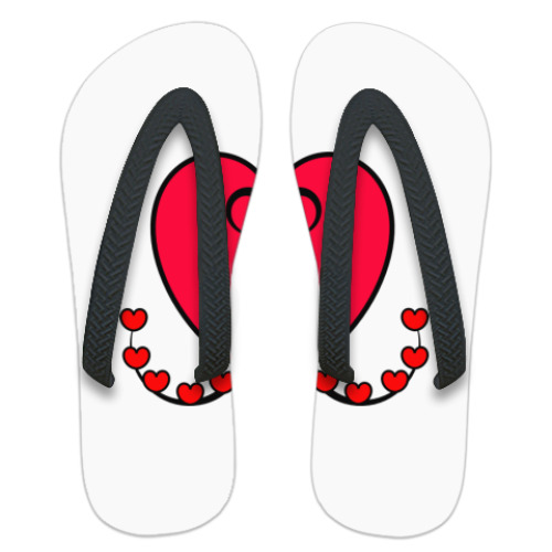 Шлепанцы (сланцы) с принтом Сердце