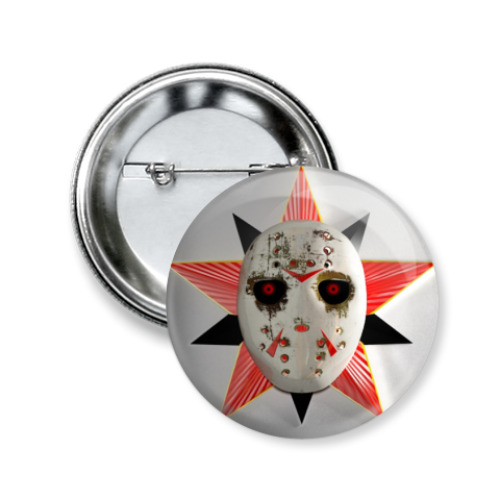 Значок 50мм с принтом Лепромаска на сером