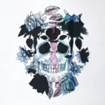 Череп акварельный