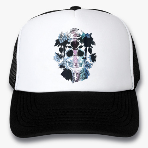 Кепка-тракер с принтом Череп акварельный