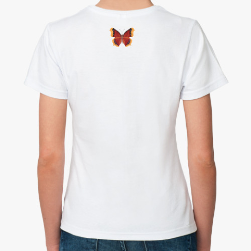 Классическая футболка с принтом Яркие бабочки