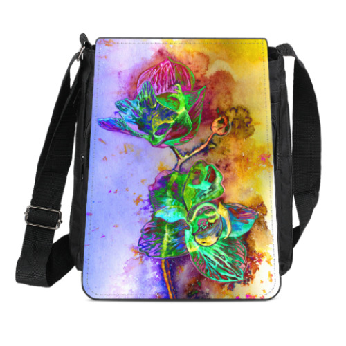 Сумка-планшет с принтом Неоновая орхидея