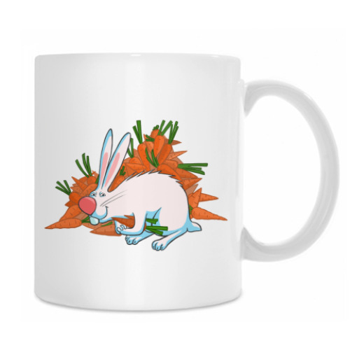 Кружка с принтом жадный заяц