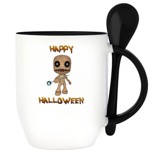 Кружка с ложкой с принтом Хеллоуин