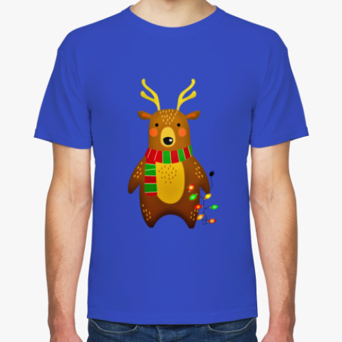 Футболка с принтом Новогодний медведь