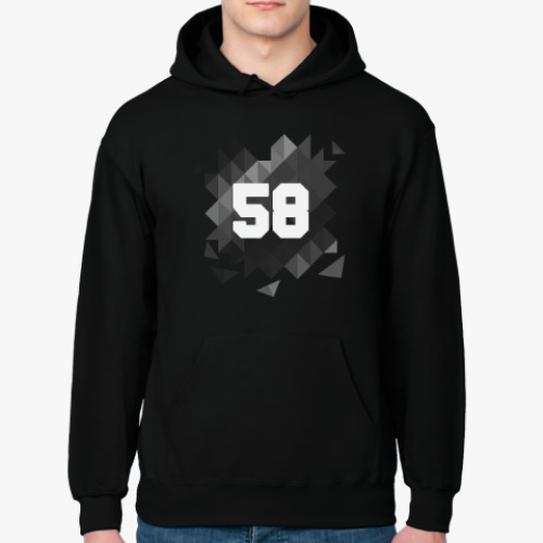Толстовка худи с принтом Цифра 58 (Low Poly)