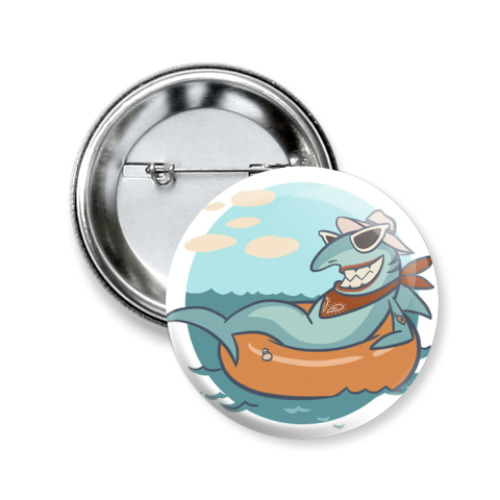 Значок 50мм с принтом Акула