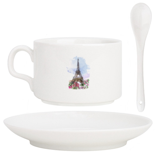 Кофейный набор с принтом Эйфелева башня - Париж