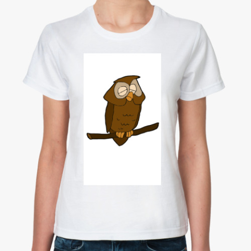 Классическая футболка с принтом  Сова