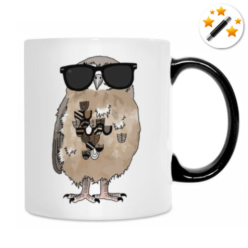 Кружка-хамелеон с принтом Совы. Совушки. Owl. Owls.