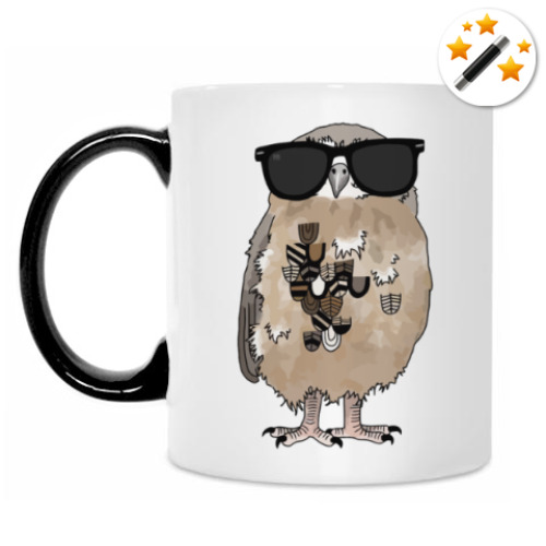 Кружка-хамелеон с принтом Совы. Совушки. Owl. Owls.