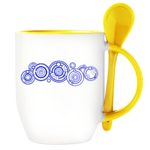 Кружка с ложкой с принтом Имя Доктора на галлифрейском
