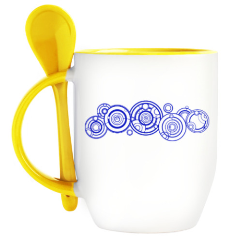 Кружка с ложкой с принтом Имя Доктора на галлифрейском