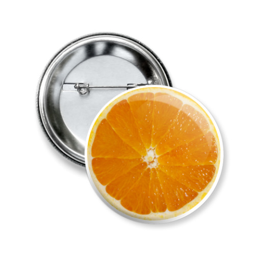 Значок 50мм с принтом Апельсин