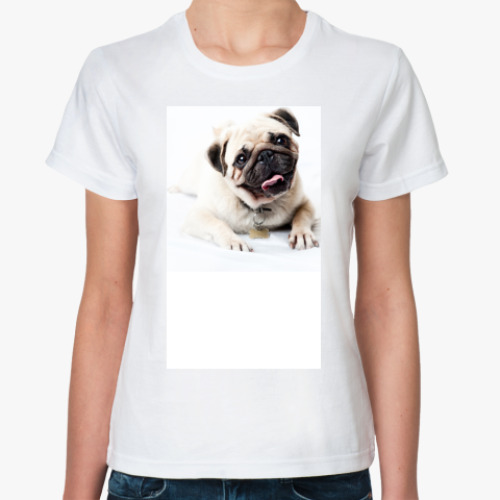 Классическая футболка с принтом Мопс