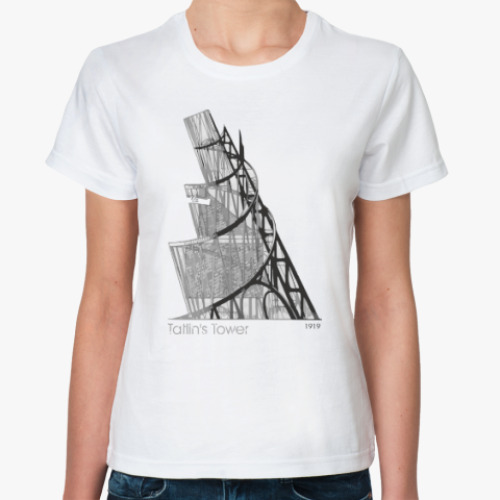 Классическая футболка с принтом Башня Татлина