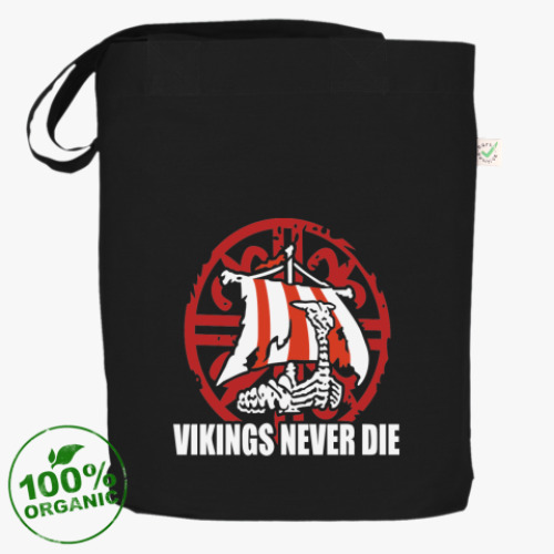 Сумка шоппер с принтом Vikingsneverdie