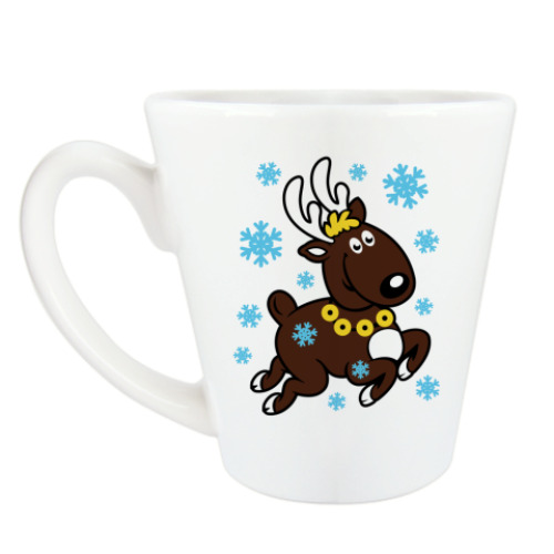 Чашка Латте с принтом Олень с бубенцами