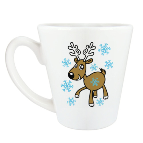 Чашка Латте с принтом Олень зимний