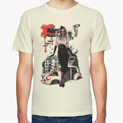 Футболка с принтом Девушка в стиле милитари