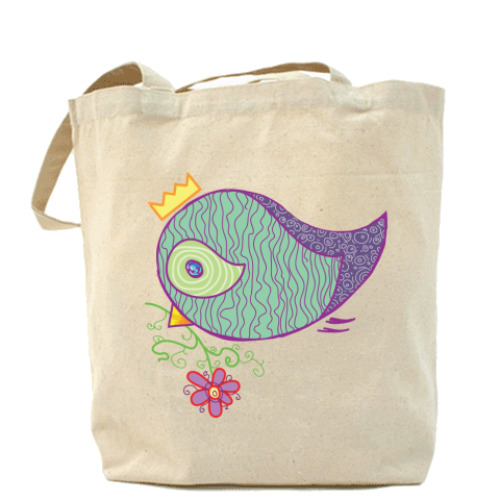 Сумка шоппер с принтом Весенняя пташка