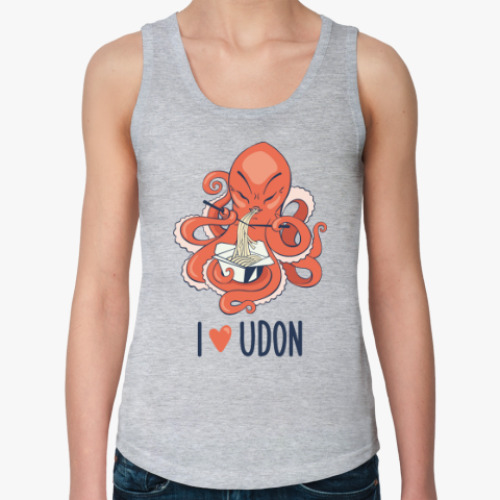 Женская майка с принтом I love udon