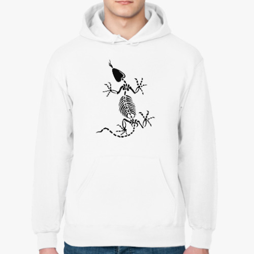 Толстовка худи с принтом Скелет ящерицы