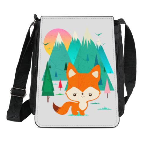 Сумка-планшет с принтом Лисенок на природе