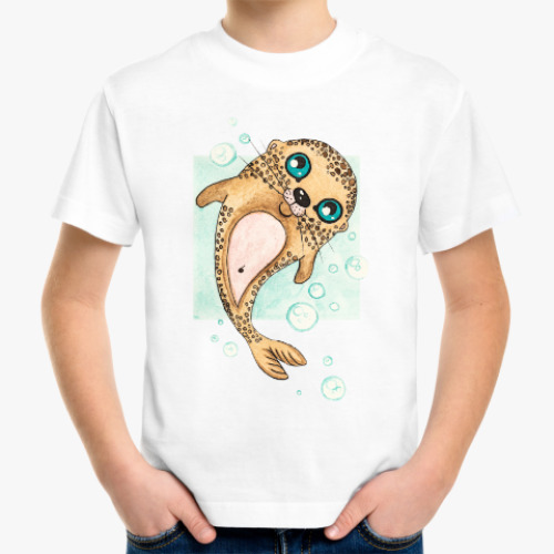 Детская футболка с принтом Маленький морской котик