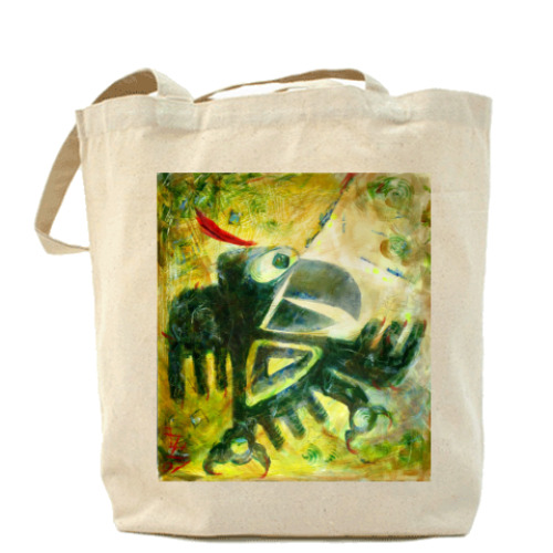 Сумка шоппер с принтом Зелёная ворона