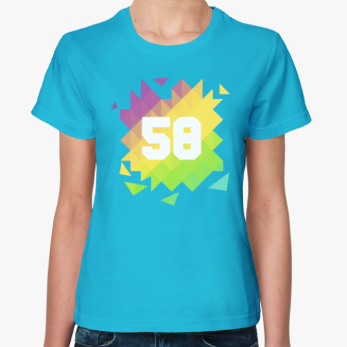 Женская футболка с принтом Цифра 58 (Low Poly)