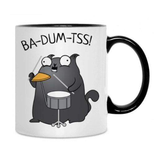 Кружка с принтом Кот Ba-Dum-Tss!
