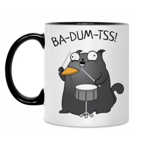 Кружка с принтом Кот Ba-Dum-Tss!