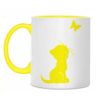 Двухцветная кружка Котенок и бабочка