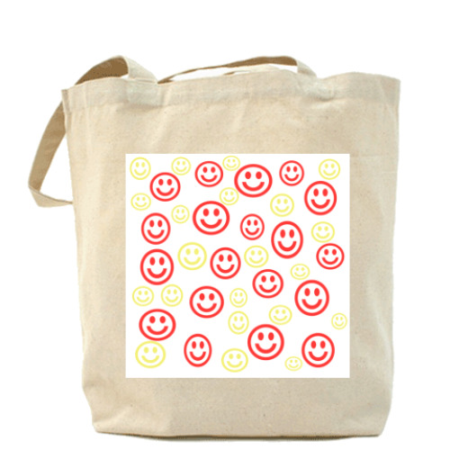Сумка шоппер с принтом  'Смайлики'