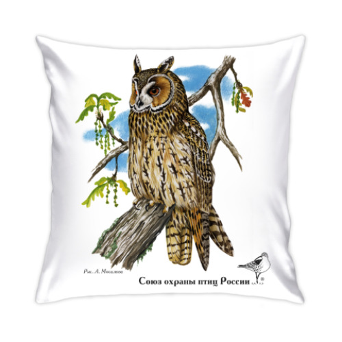 Подушка с принтом Ушастая сова