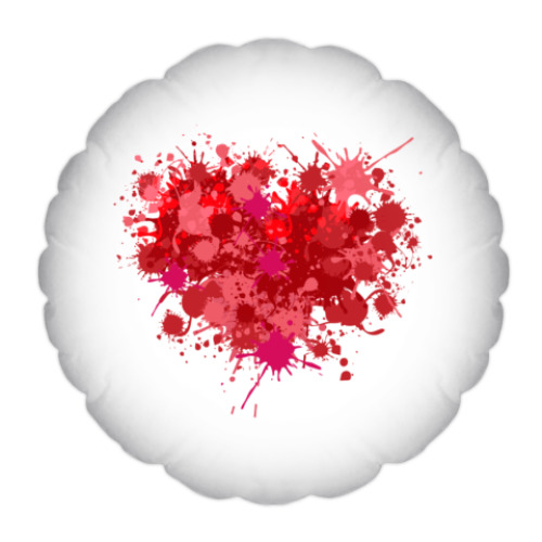 Подушка с принтом Сердце из брызг краски