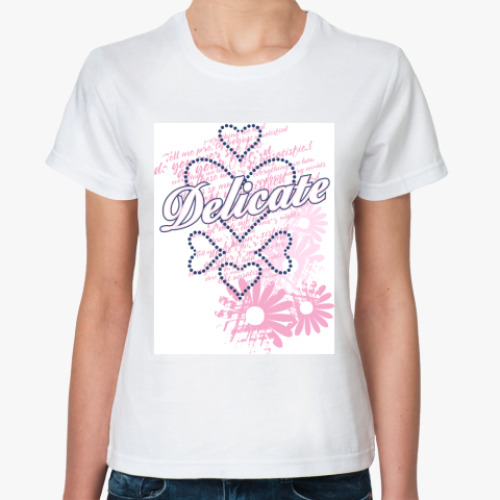 Классическая футболка с принтом Delicate