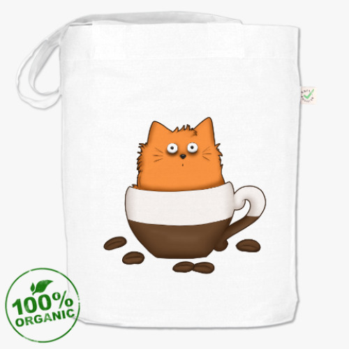 Сумка шоппер с принтом Кофейный кот