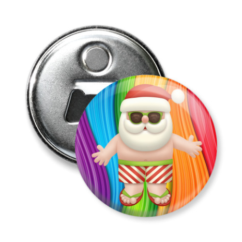 Магнит-открывашка с принтом Кульный Санта