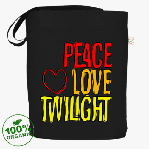 Сумка шоппер с принтом  Peace Love Twilight