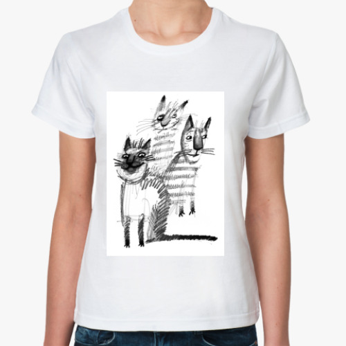 Классическая футболка с принтом банда котов