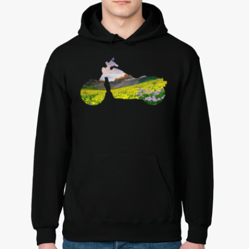 Толстовка худи с принтом Мотопейзаж