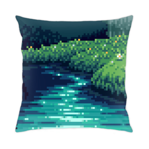 Подушка с принтом Берег реки