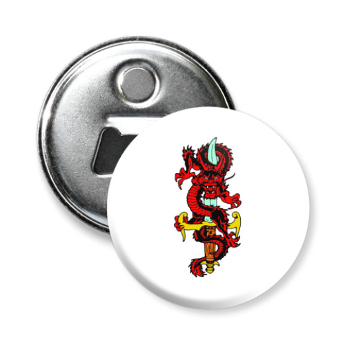 Магнит-открывашка с принтом Дракон и меч