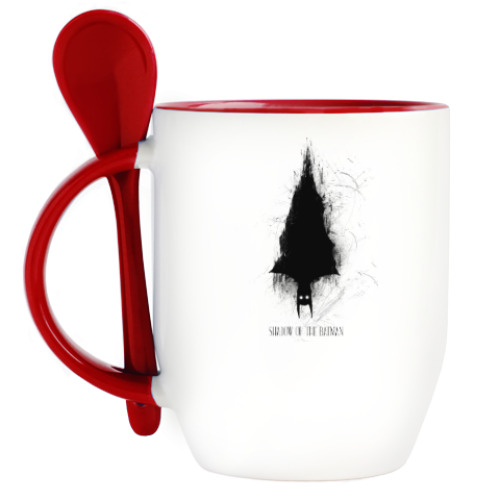 Кружка с ложкой с принтом Герой-монстр