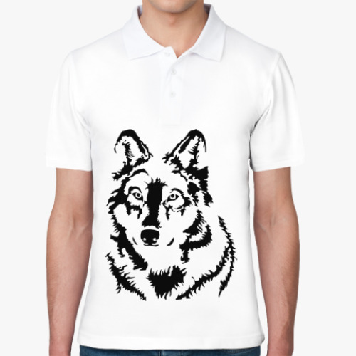 Рубашка поло с принтом Белый волк