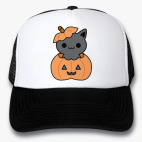 Кепка Trucker, черная Pumpkin Cat