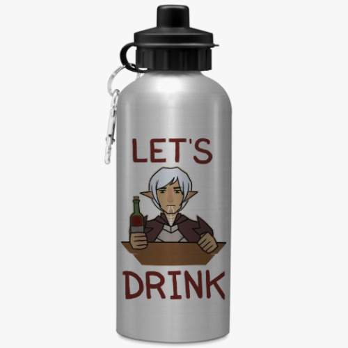 Бутылка с карабином (500 мл) с принтом Фенрис Собутыльник